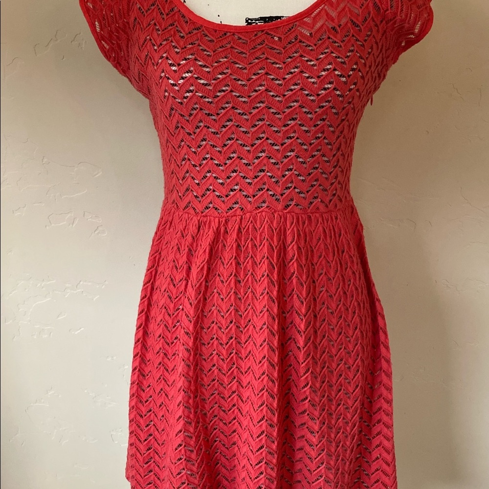 Anthropologie Yellow Bird Coral ZigZag lace Dress size S